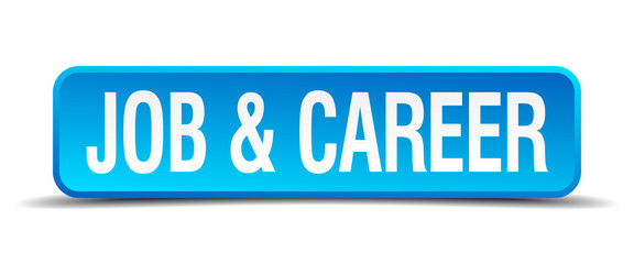job and career blue 3d realistic square isolated button