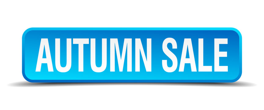 autumn sale blue 3d realistic square isolated button