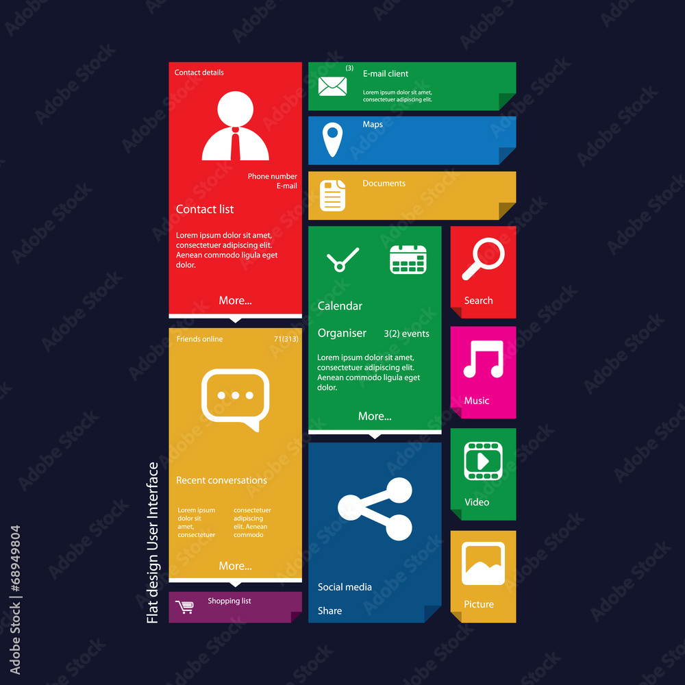 Poster flat design icons graphic user interface