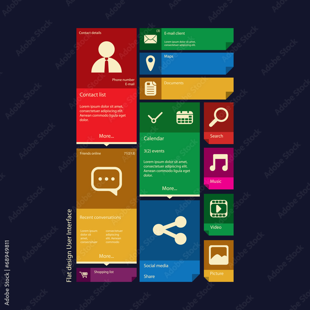 Poster flat design icons graphic user interface