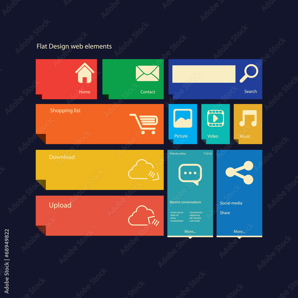 Poster flat design icons graphic user interface