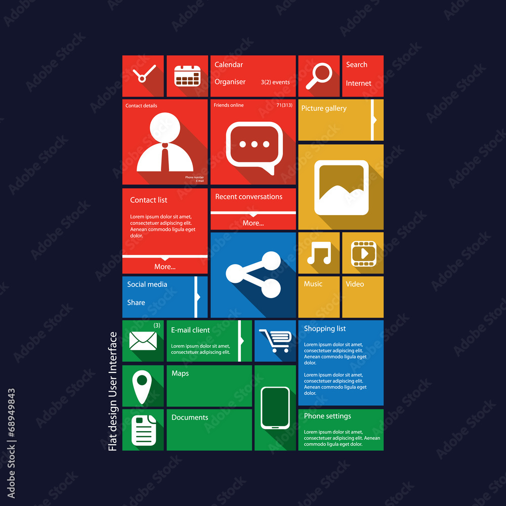 Poster flat design icons graphic user interface