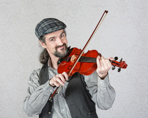 Smiling Irish Fiddler Performing