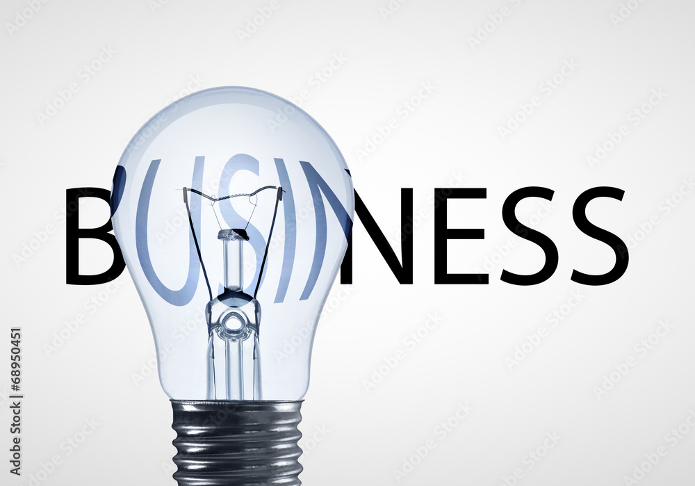Poster lamp and busines text