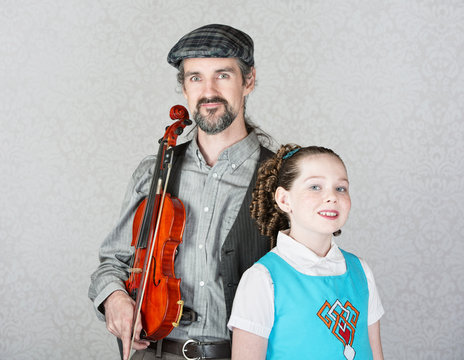 Celtic Folk Performer with Child