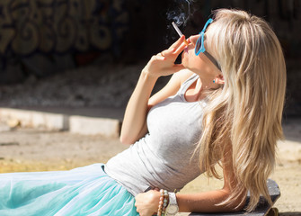 Young woman smoking