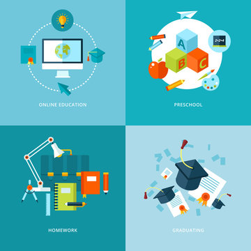 Vector school and education icons set.