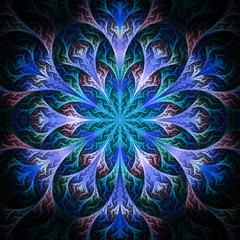 Beautiful fractal flower in blue. Computer generated graphics.