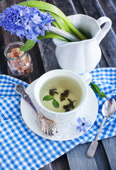 Cup of fresh herbal tea