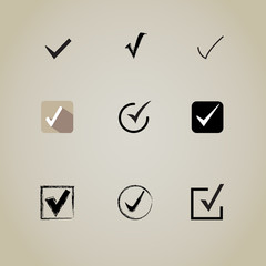 tick mark or right sign collection  icons set.