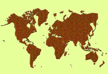 World map with binary code design