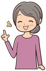 人差し指を立てるシニア