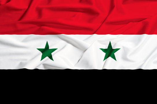 Syria flag on a silk drape waving