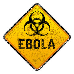 Grunge Ebola virus biohazard warning sign - isolated vector