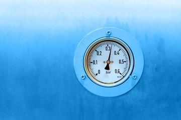 Pressure gauge, measuring instrument close up. Barometer