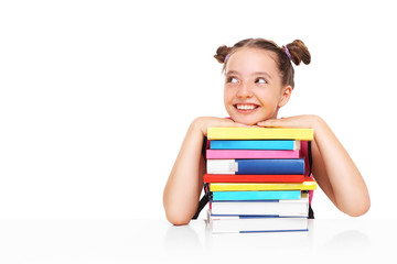 Little girl and books