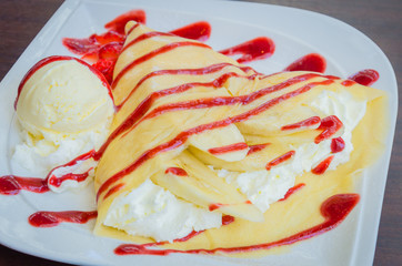 Strawberry crepe dessert