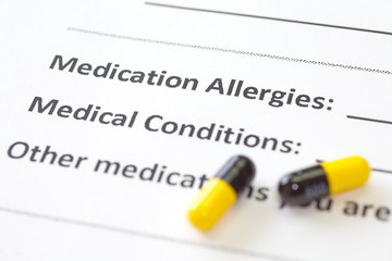 Obraz premium Close - up at detail of medical patient information form