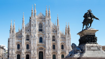 Fototapeta na wymiar Duomo of Milan,Italy.Cathedral.statue of Vittorio Emanuele 2nd.
