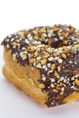 chocolate and almond croissant and doughnut