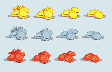 heap of coins isolated on white