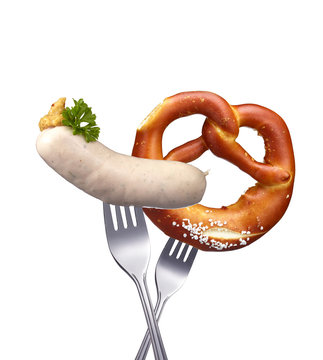 Wei&szlig;wurst mit Brezel