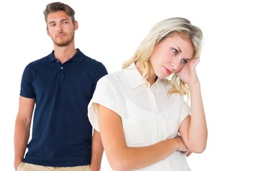 Young blonde not listening to boyfriend