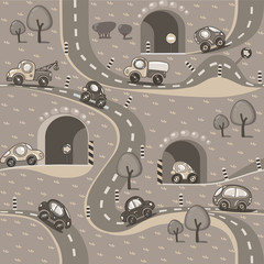 Cars. Seamless pattern.