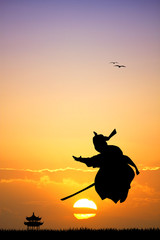 Samurai at sunset