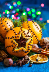 Christmas oranges,spices and nuts