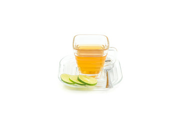 Glass cup with tea