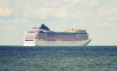 Large cruise ship in the sea.