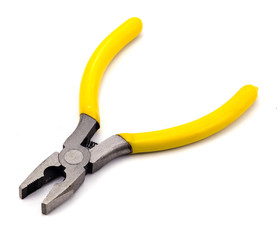 Obraz premium pliers yellow color to work, work tool on white background