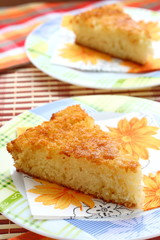 Pie semolina on plate
