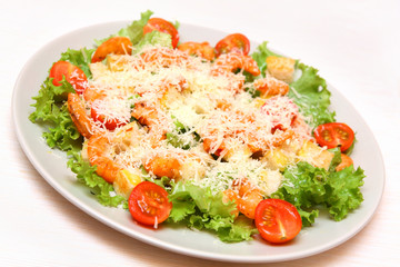 Caesar salad with shrimp