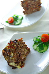 Liver cake stuffed with vegetables