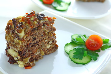 Liver cake stuffed with vegetables