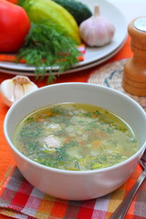 Chicken soup with meatballs