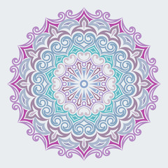 Abstract colorful flower round vector ornament.