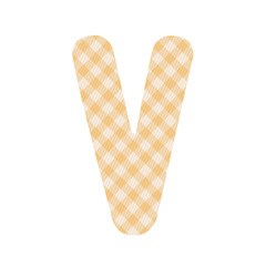Orange squares pattern alphabet V
