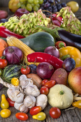 Healthy organic fruits and vegetables from the garden
