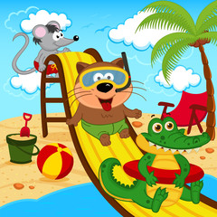 animals in aqua park - vector illustration, eps © nataka