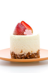 Strawberry cheesecake isolated on white background