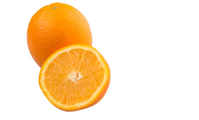 Orange fruits over white background