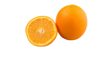 Orange fruits over white background