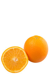 Orange fruits over white background