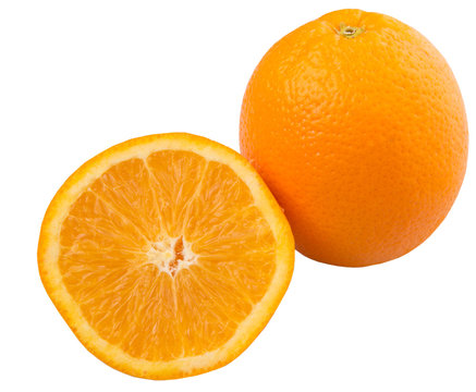 Orange fruits over white background