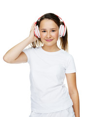 Attractive little girl enjoying her music