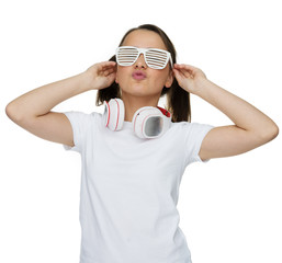Trendy attractive young girl in shutter shades