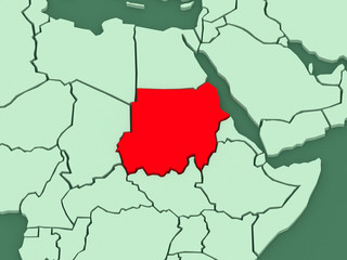 Fototapeta premium Map of worlds. Sudan.